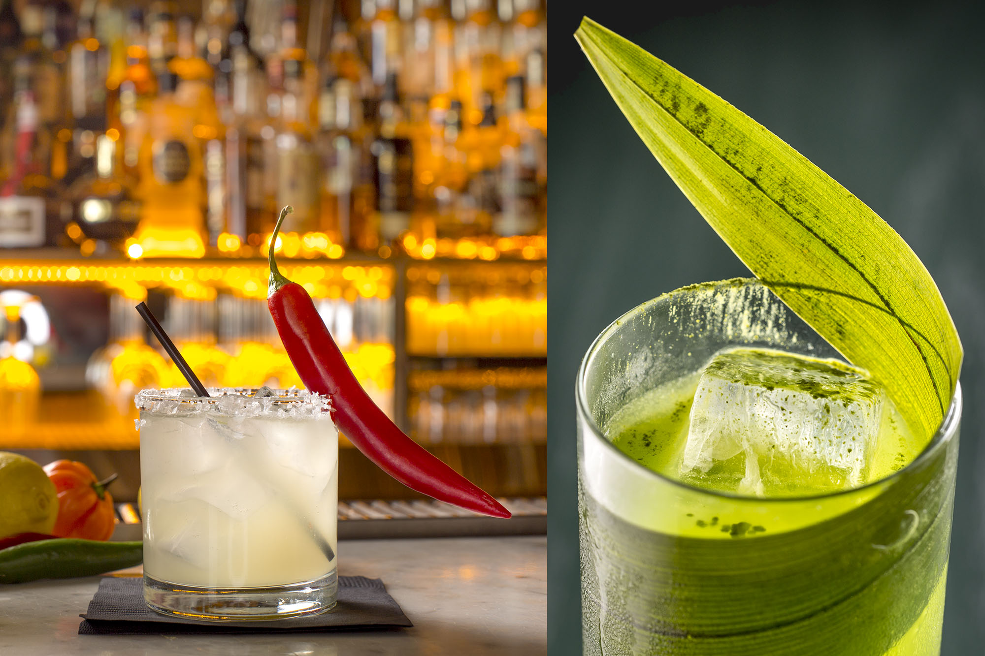 A creative cocktail wrapped in a banana leaf.