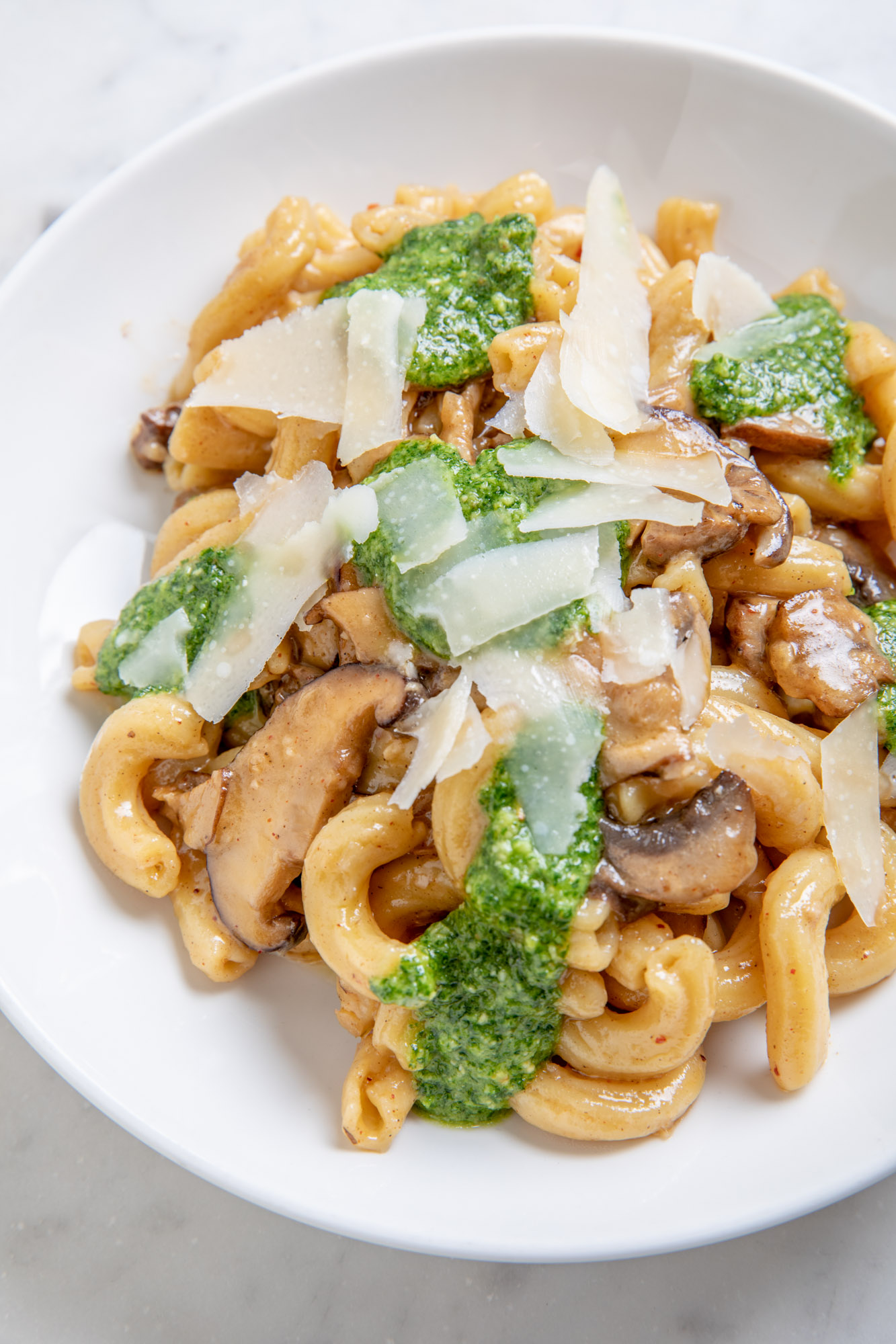 Pan overhead photograph of pasta