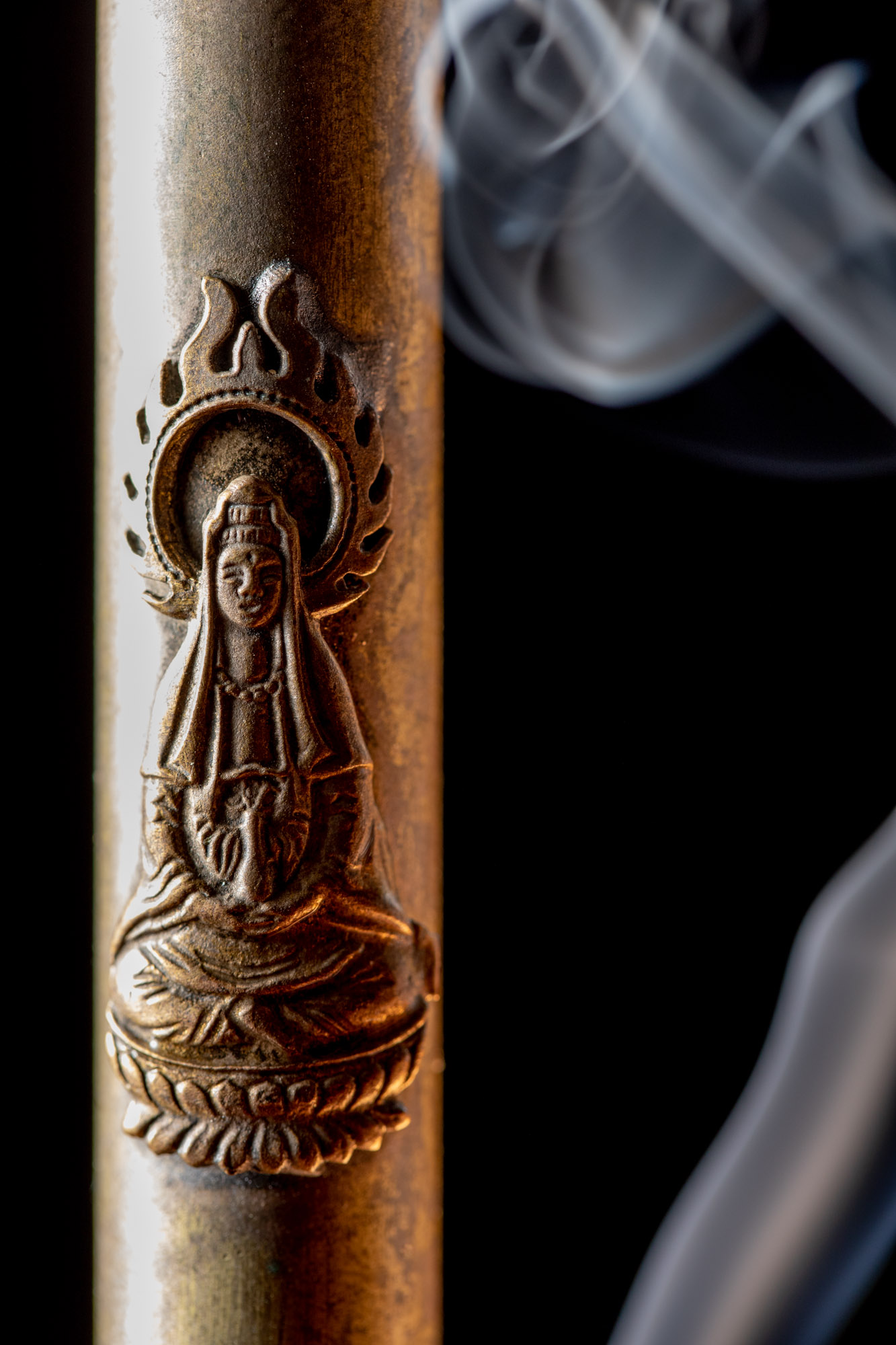 Upclose detail of a person meditating