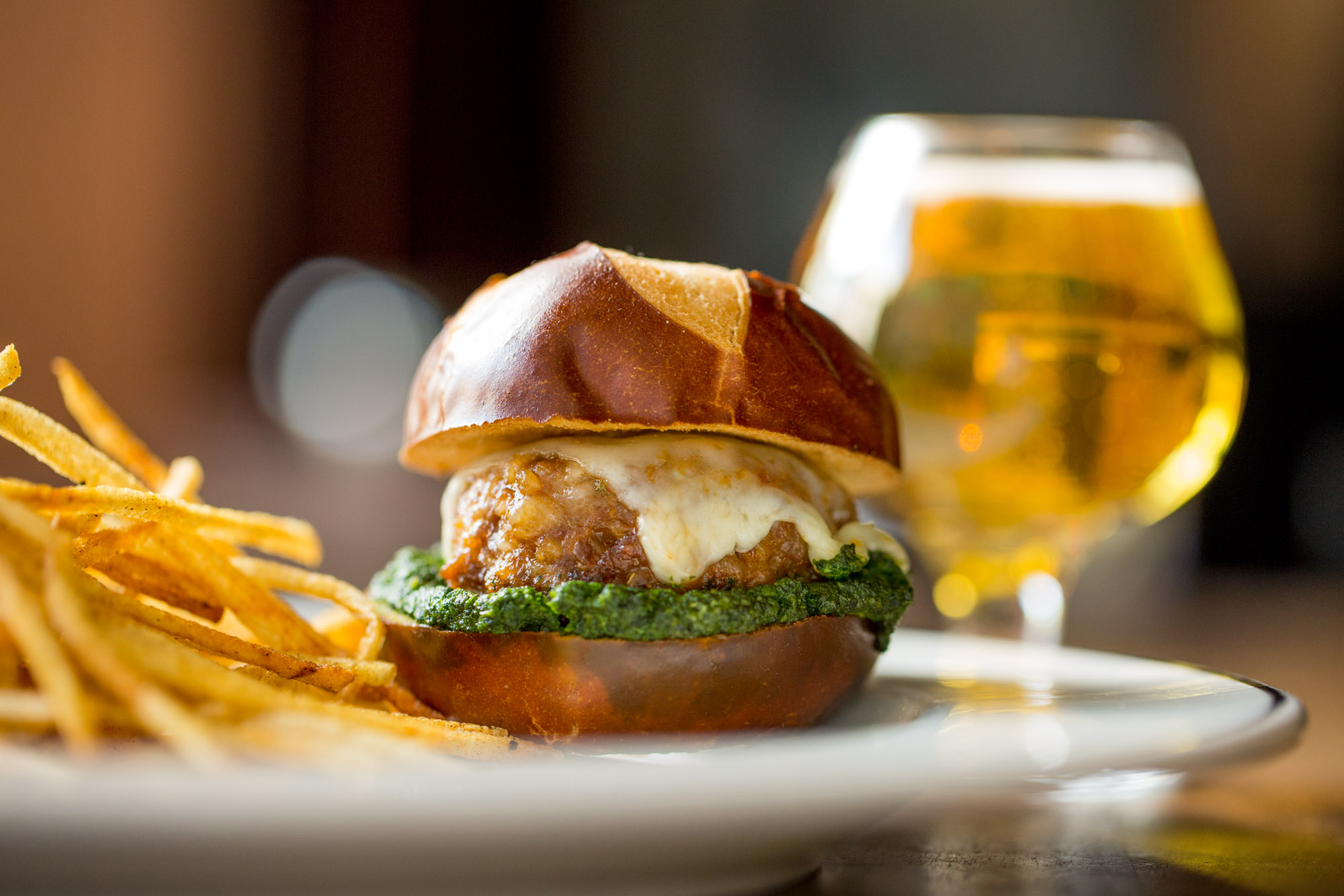 a pat lafrieda slider sandwich photographed at the italian restaurant antica pesa