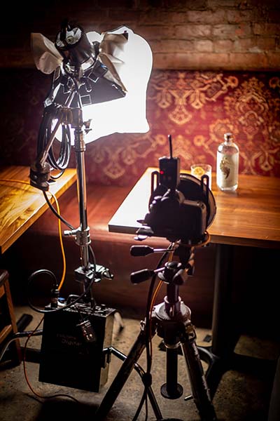 Behind the scenes of a cocktail photoshoot