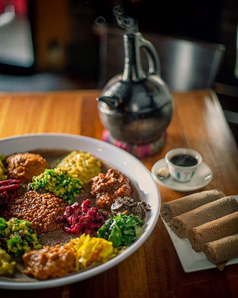 Ethiopian food in Brooklyn. COme for the injera stay for the coffee