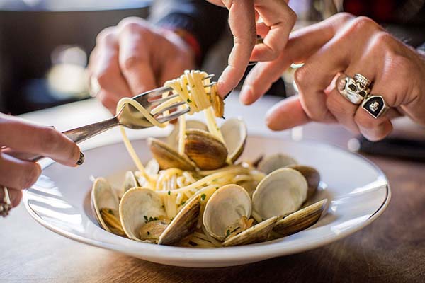 It takes a village to style pasta for a photoshoot