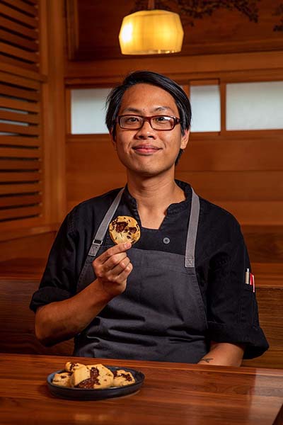Pastry chef enjoying his work